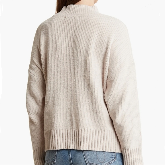 Nordstrom's Sanctuary Chenille Mock Neck Crop Sweater Tan Gold Cream Medium - Picture 2 of 10